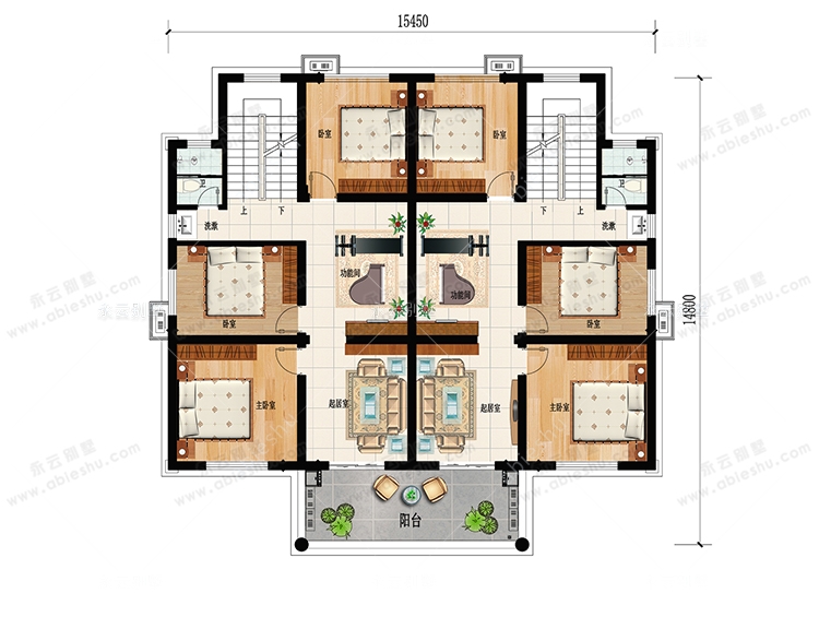 永云新款兄弟合建房屋经典实用双拼别墅全套设计图纸15.5m×12.5米